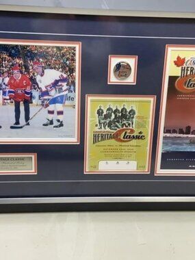 2003 Heritage Classic Framed NHL Hockey Display Edmonton Vs Montreal